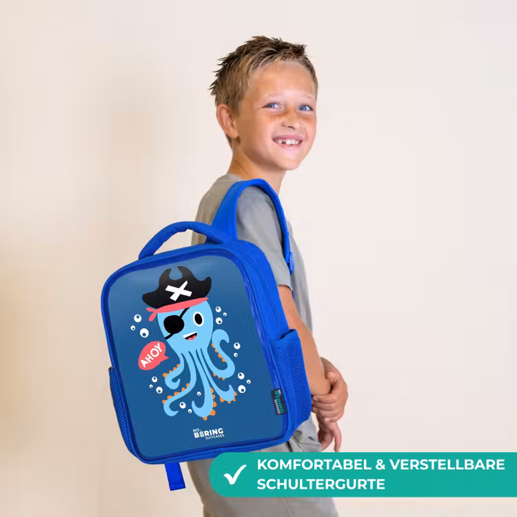 Kinderrucksack - Blau - Piratenkrake mit Hut — 5