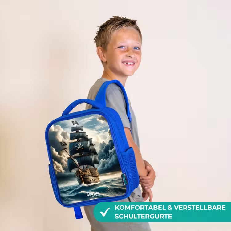Kinderrucksack - Blau - Piratenschiff auf tosender See — 5