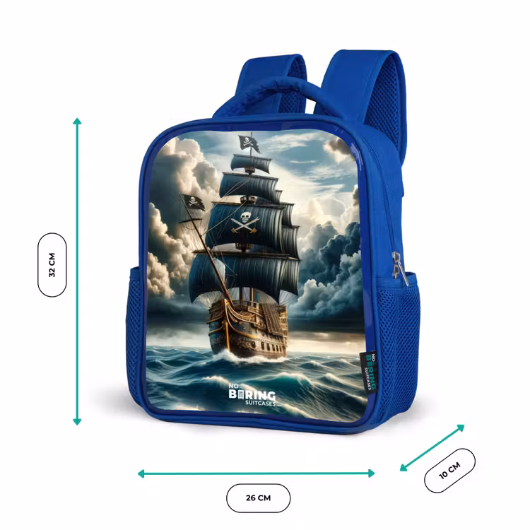 Kinderrucksack - Blau - Piratenschiff auf tosender See — 6