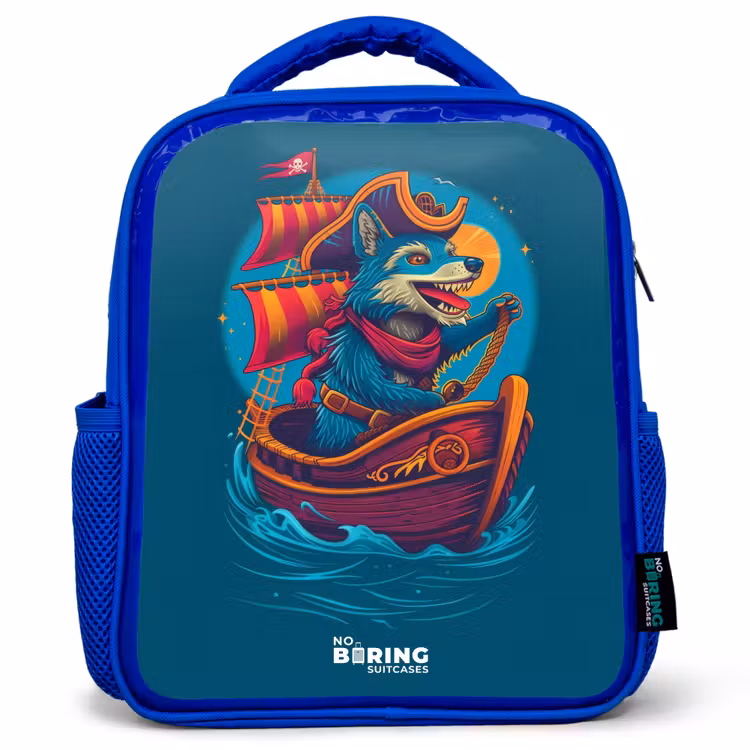 Kinderrucksack - Blau - Piratenwaschbär auf einem Boot — 1