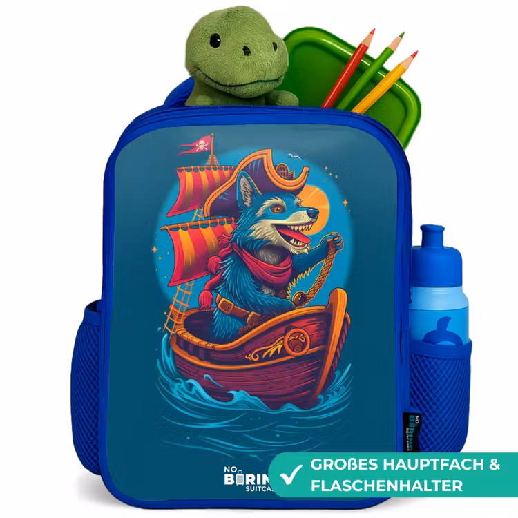 Kinderrucksack - Blau - Piratenwaschbär auf einem Boot — 3