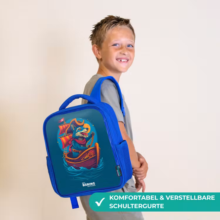 Kinderrucksack - Blau - Piratenwaschbär auf einem Boot — 5