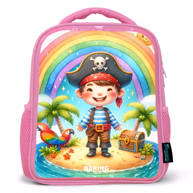 Kinderrucksack - Rosa - Pirat auf einer Insel mit Schatz — 1