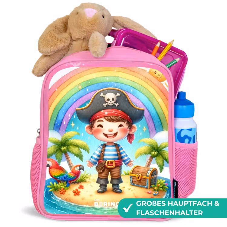 Kinderrucksack - Rosa - Pirat auf einer Insel mit Schatz — 3
