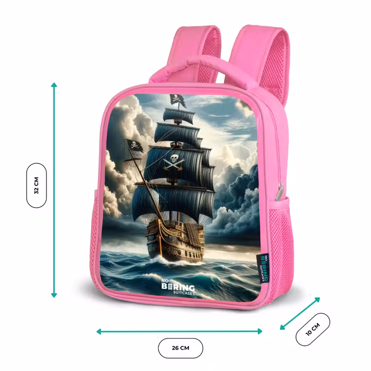 Kinderrucksack - Rosa - Piratenschiff auf tosender See — 2