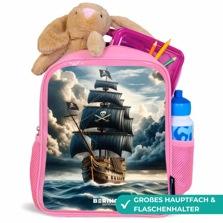 Kinderrucksack - Rosa - Piratenschiff auf tosender See — 3