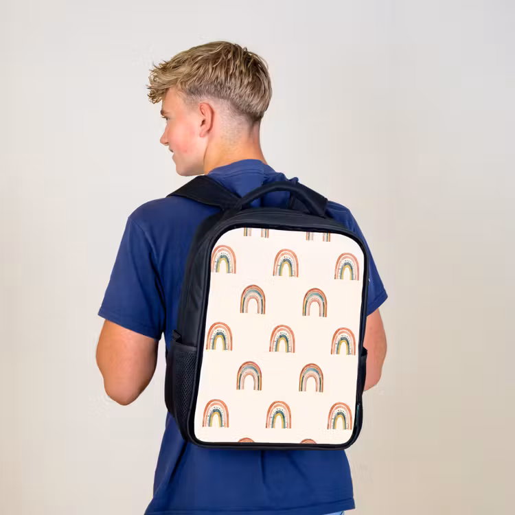 Kinderrucksack - Schwarz - Boho - Regenbogen - Muster — 3