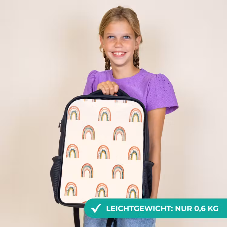 Kinderrucksack - Schwarz - Boho - Regenbogen - Muster — 7