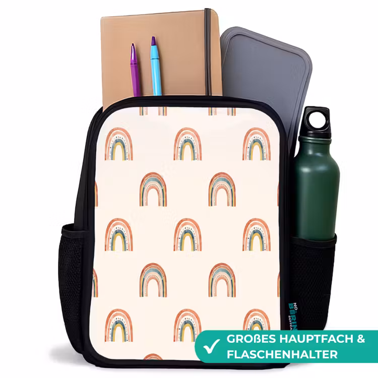 Kinderrucksack - Schwarz - Boho - Regenbogen - Muster — 8