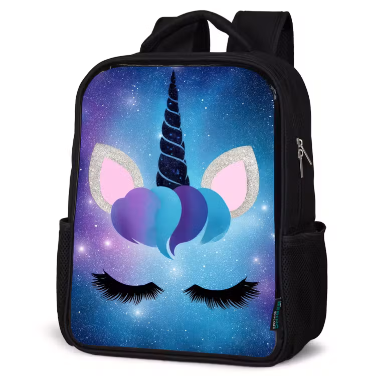 Kinderrucksack - Schwarz - Einhorn - Sterne - Blau — 4