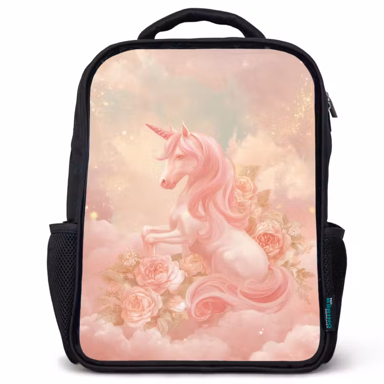 Kinderrucksack - Schwarz - Einhorn - Wolken - Rosa — 1