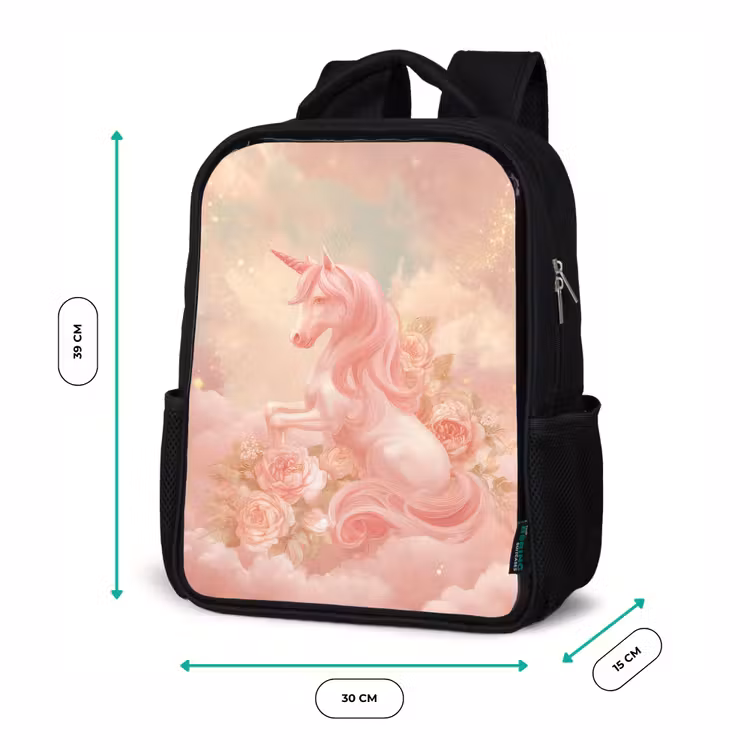Kinderrucksack - Schwarz - Einhorn - Wolken - Rosa — 6
