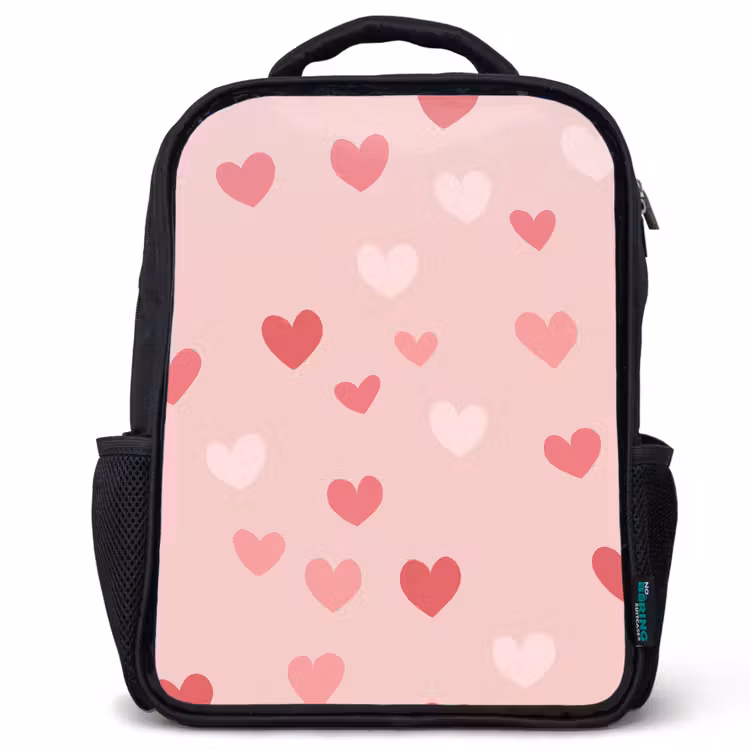 Kinderrucksack - Schwarz - Herzen - Muster - Rosa — 1
