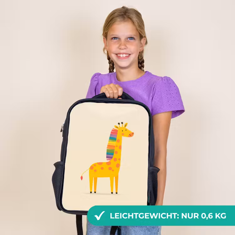 Kinderrucksack - Schwarz - Giraffe - Regenbogenmähne - Beige — 7
