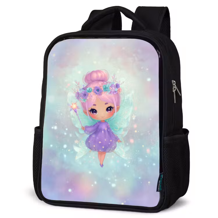 Kinderrucksack - Schwarz - Glinsterfee mit Blumenkrone und Sternenkleid — 4