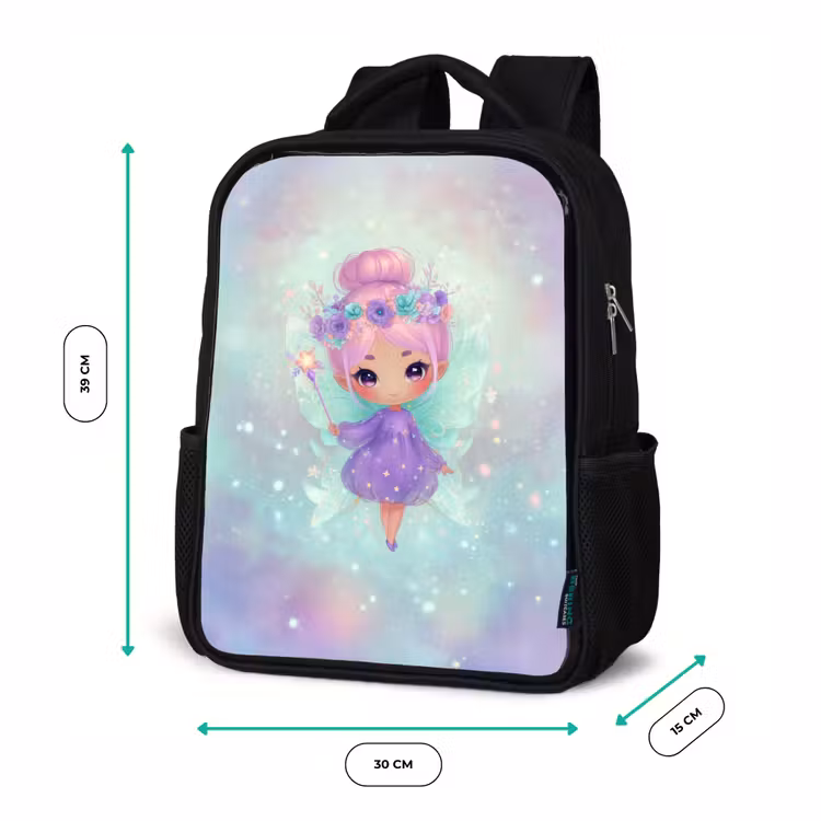 Kinderrucksack - Schwarz - Glinsterfee mit Blumenkrone und Sternenkleid — 6