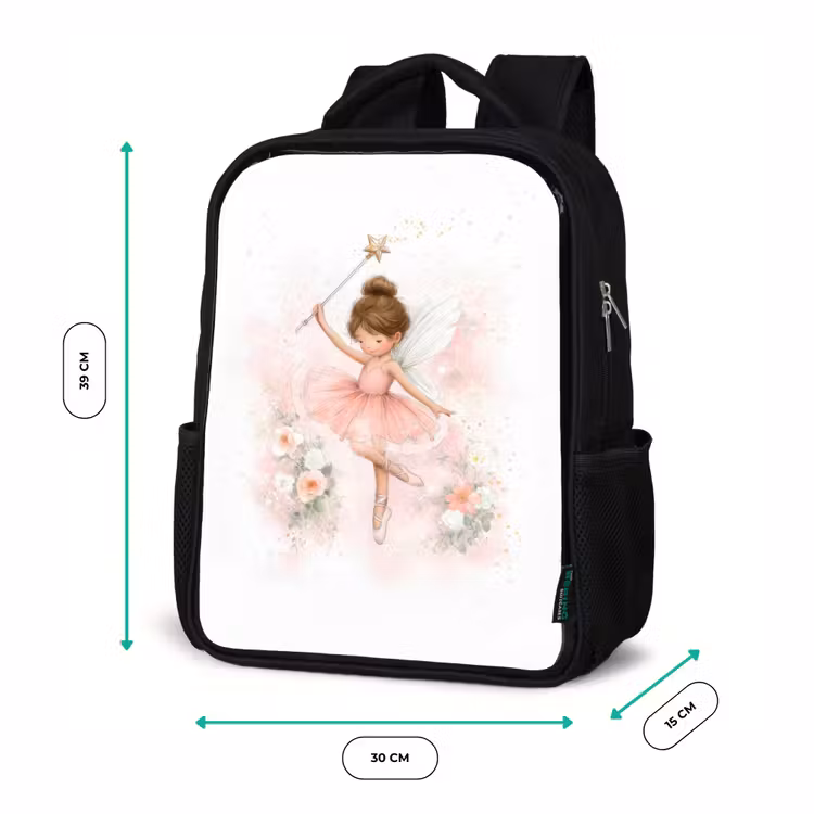 Kinderrucksack - Schwarz - Leichte Blumenfee im rosa Tutu mit Zauberstab — 6