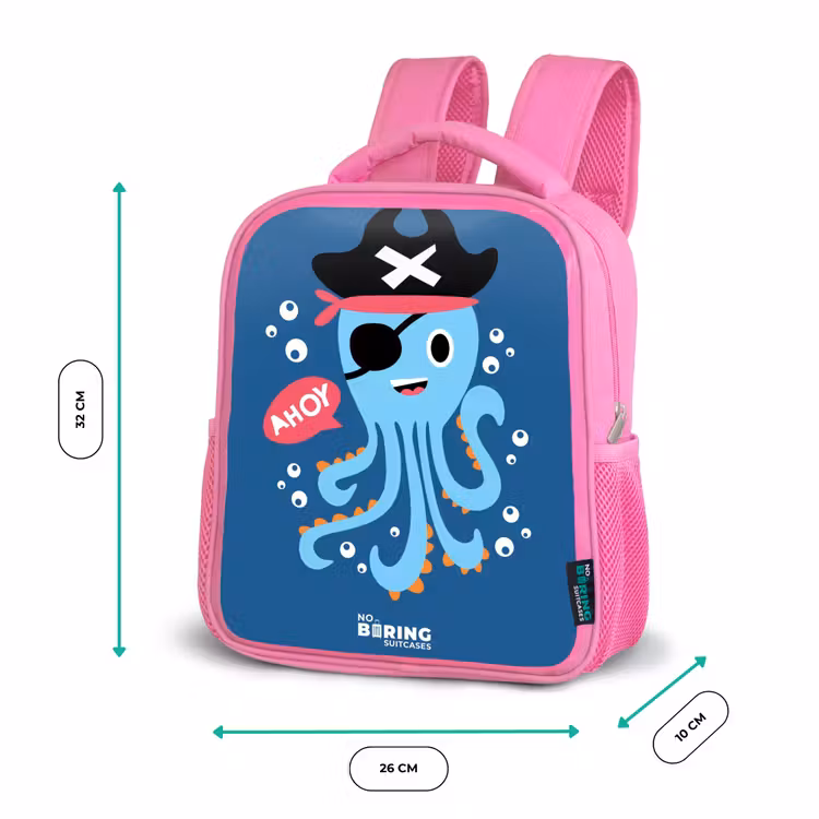Kinderrucksack - Rosa - Piratenkrake mit Hut — 2