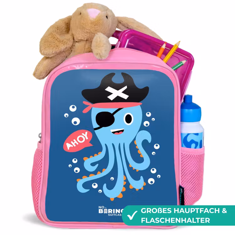 Kinderrucksack - Rosa - Piratenkrake mit Hut — 3