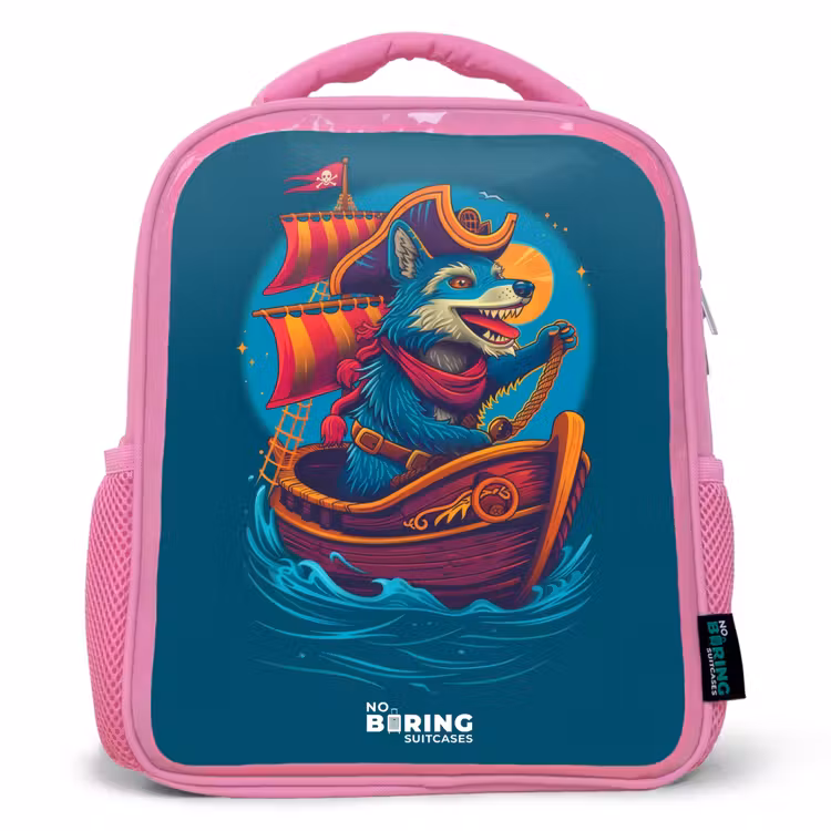 Kinderrucksack - Rosa - Piratenwaschbär auf einem Boot — 1