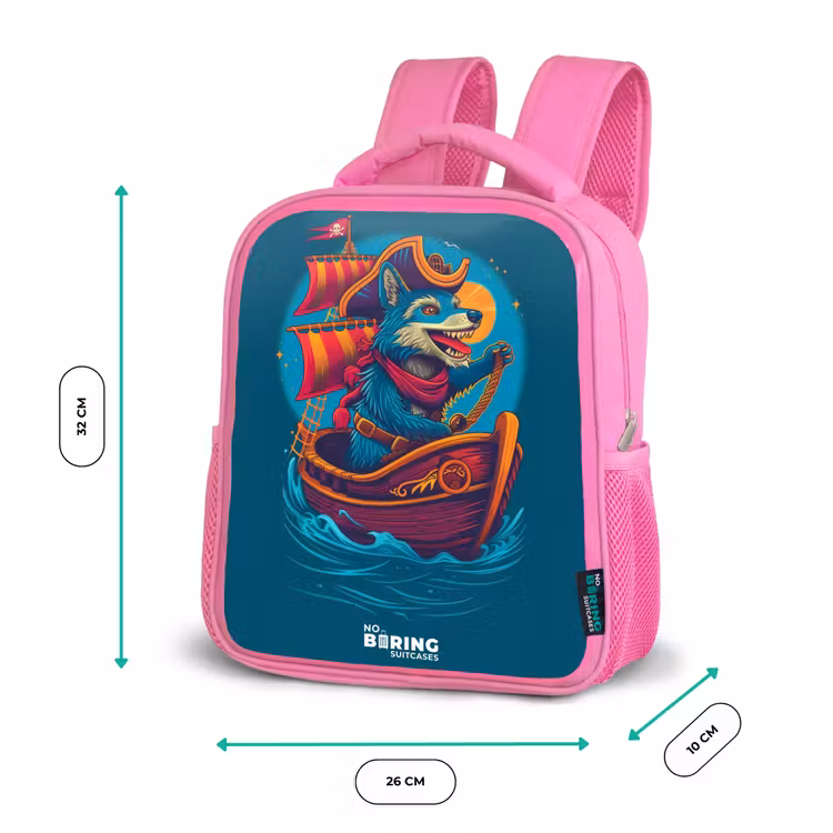 Kinderrucksack - Rosa - Piratenwaschbär auf einem Boot — 2