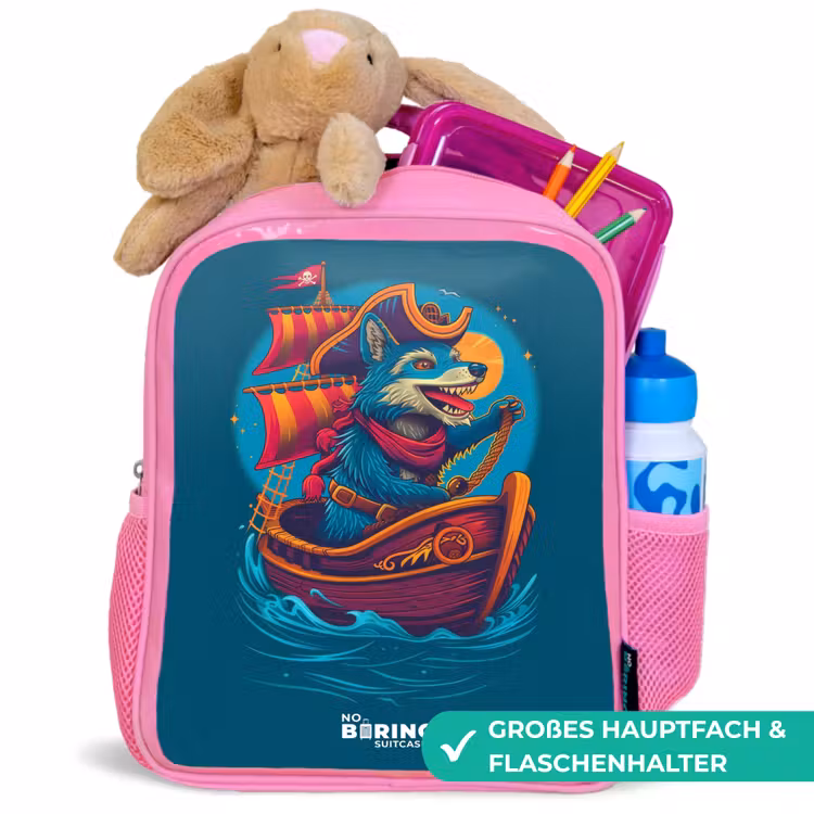 Kinderrucksack - Rosa - Piratenwaschbär auf einem Boot — 3