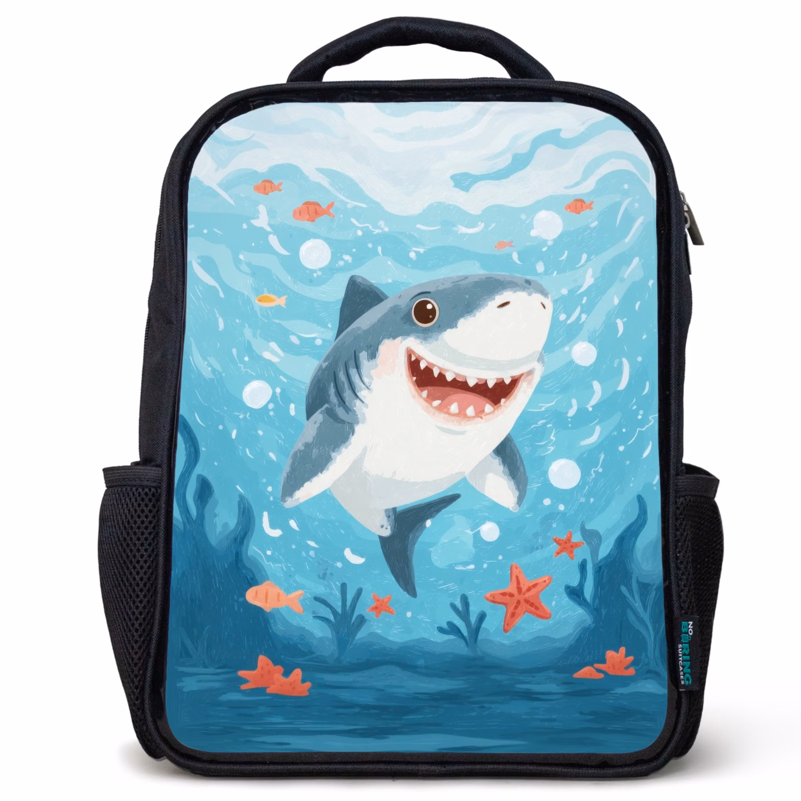 Kinderrucksack - Schwarz - Fröhlicher Hai im Meeresparadies — 1