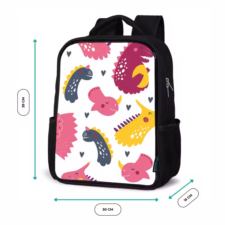 Kinderrucksack - Schwarz - Dino - Muster - Kind - Rosa - Mädchen — 6