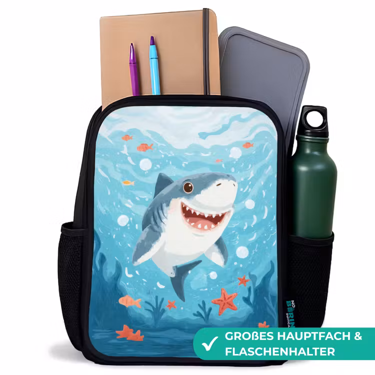 Kinderrucksack - Schwarz - Fröhlicher Hai im Meeresparadies — 8