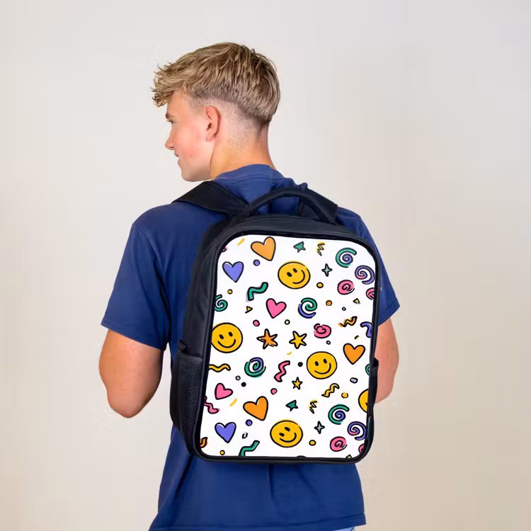 Kinderrucksack - Schwarz - Fröhliches Chaos in Farbe — 3