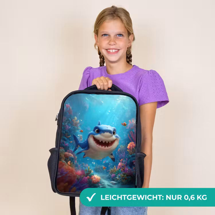 Kinderrucksack - Schwarz - Glücklicher Hai im Korallenparadies — 7