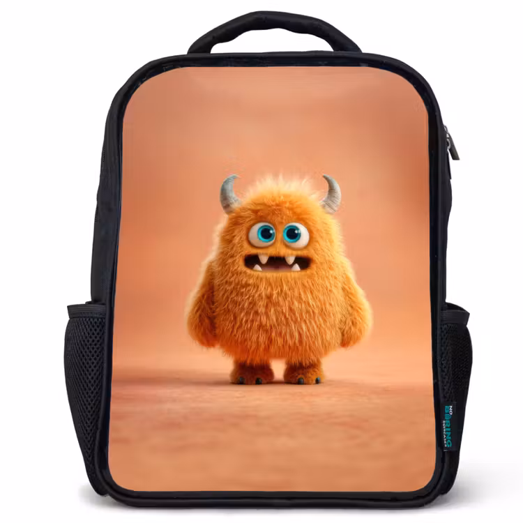 Kinderrucksack - Schwarz - Knuddelmonster in Herbstfarben — 1