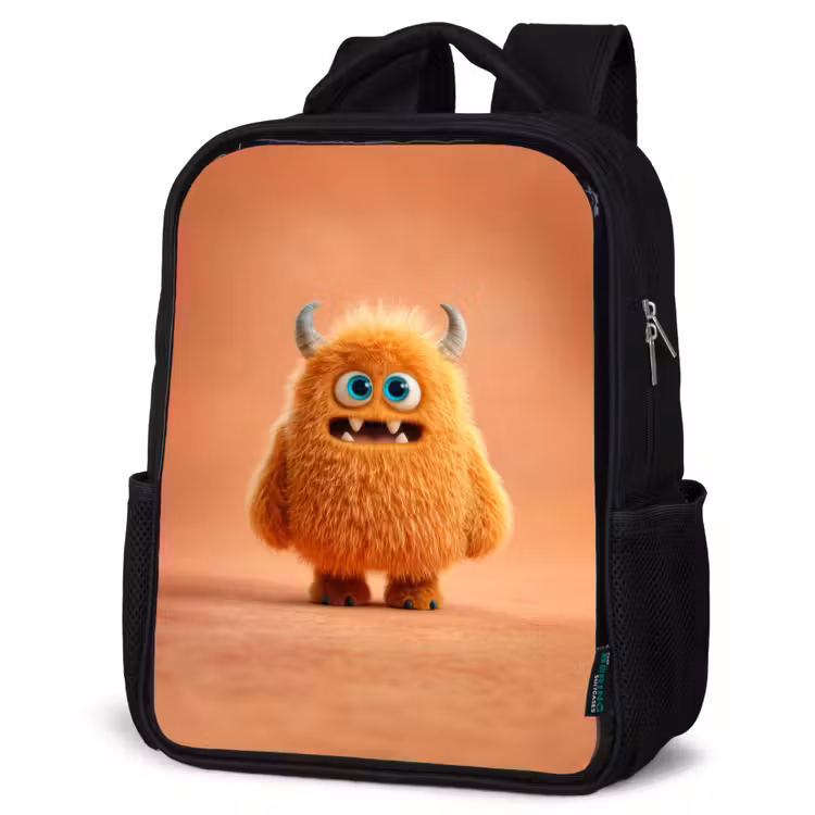Kinderrucksack - Schwarz - Knuddelmonster in Herbstfarben — 4