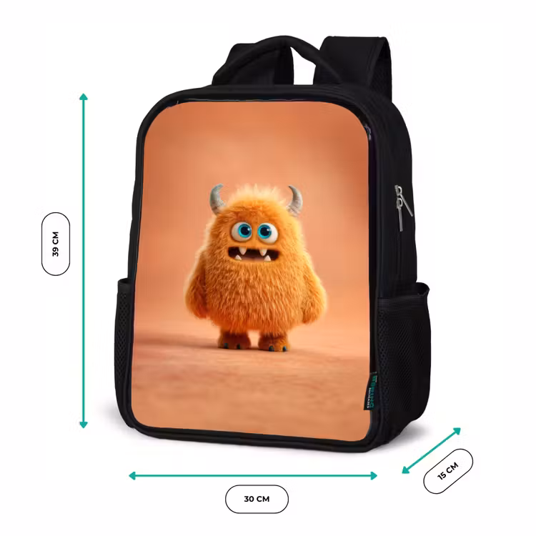 Kinderrucksack - Schwarz - Knuddelmonster in Herbstfarben — 6