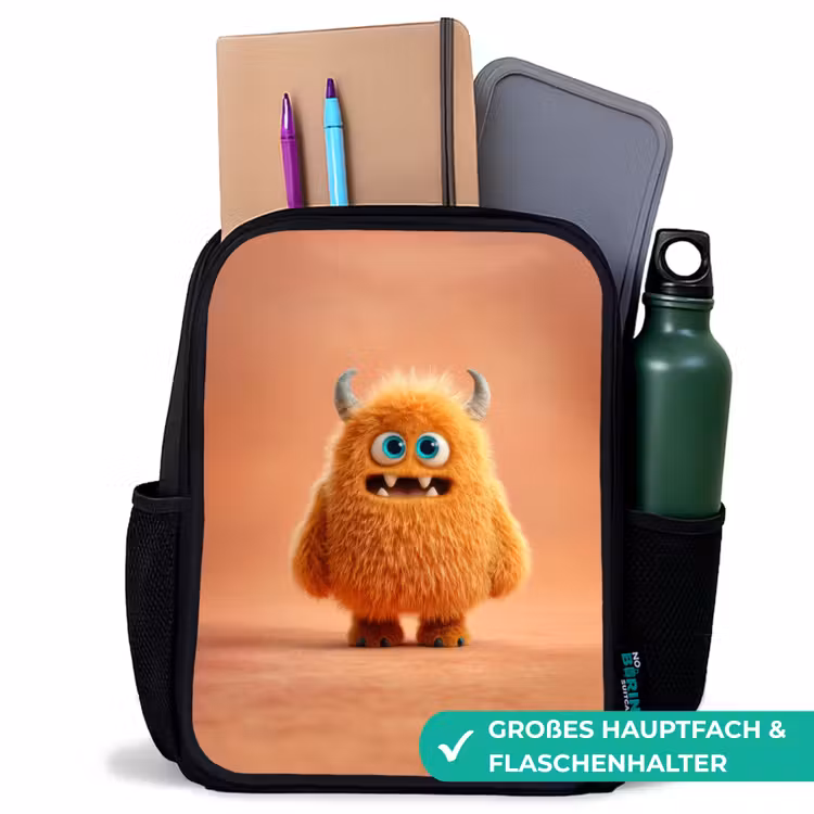 Kinderrucksack - Schwarz - Knuddelmonster in Herbstfarben — 8