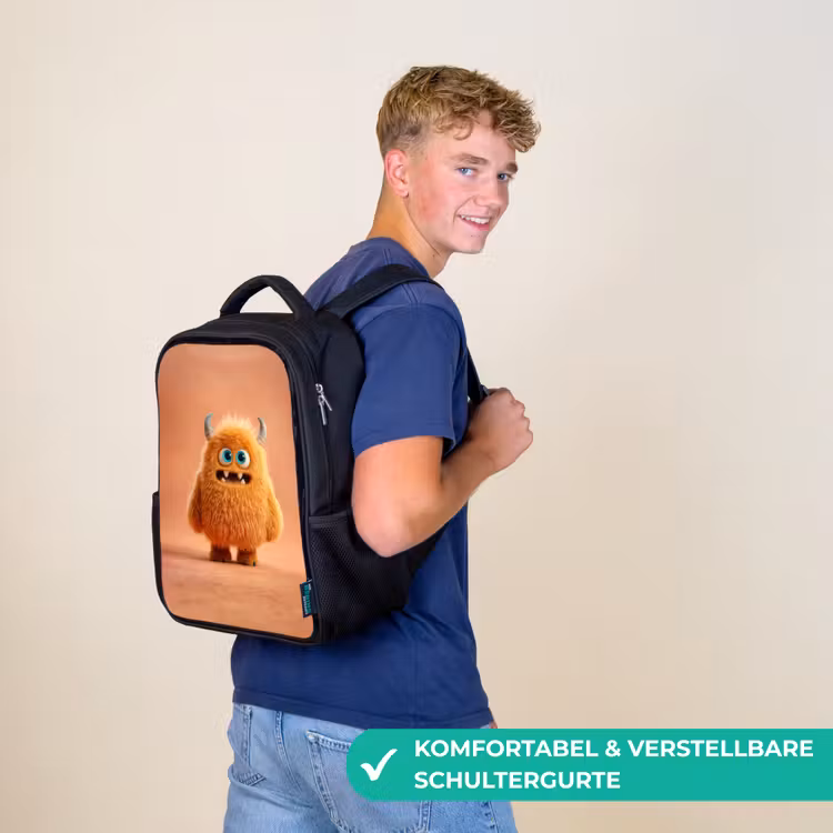 Kinderrucksack - Schwarz - Knuddelmonster in Herbstfarben — 9