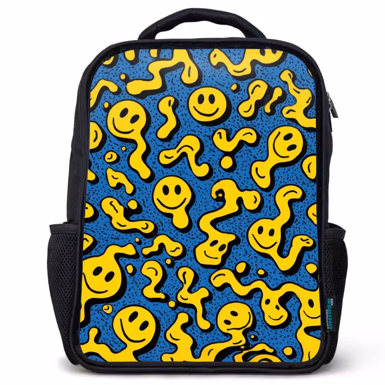 Kinderrucksack - Schwarz - Lachwellen im gelben Chaos — 1