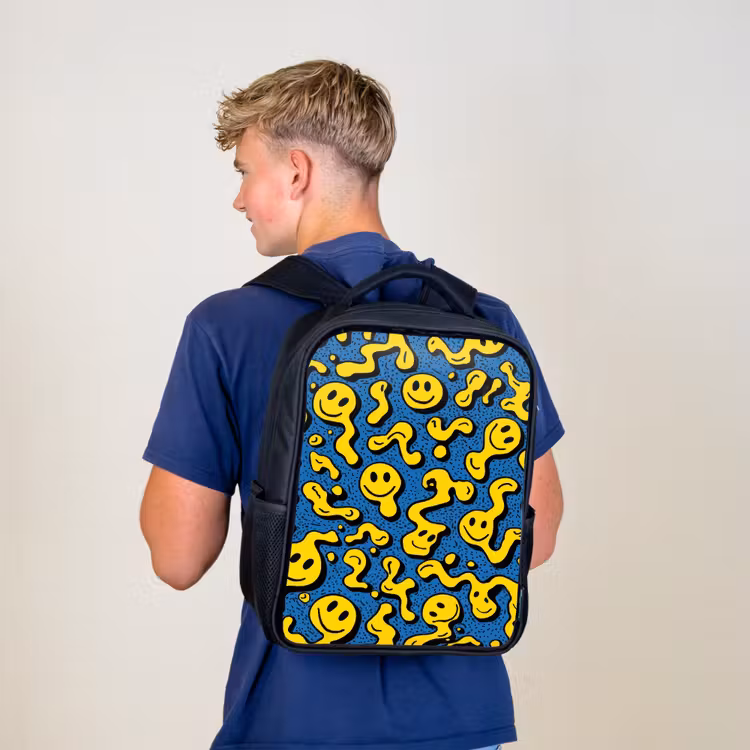 Kinderrucksack - Schwarz - Lachwellen im gelben Chaos — 3