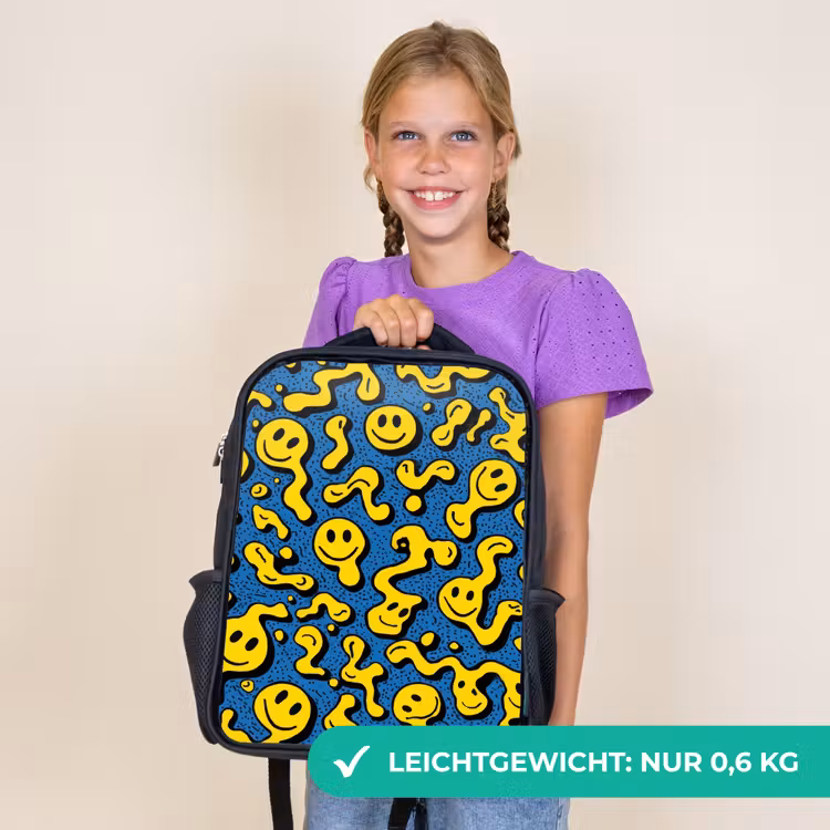 Kinderrucksack - Schwarz - Lachwellen im gelben Chaos — 7