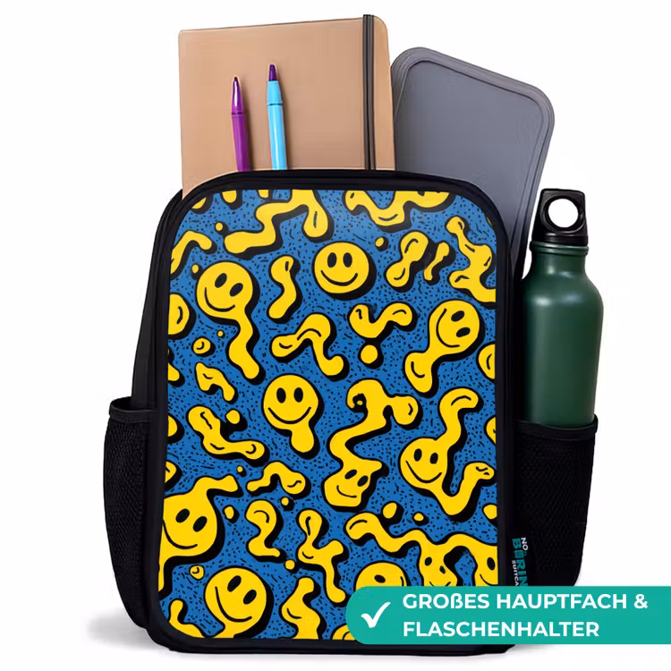 Kinderrucksack - Schwarz - Lachwellen im gelben Chaos — 8