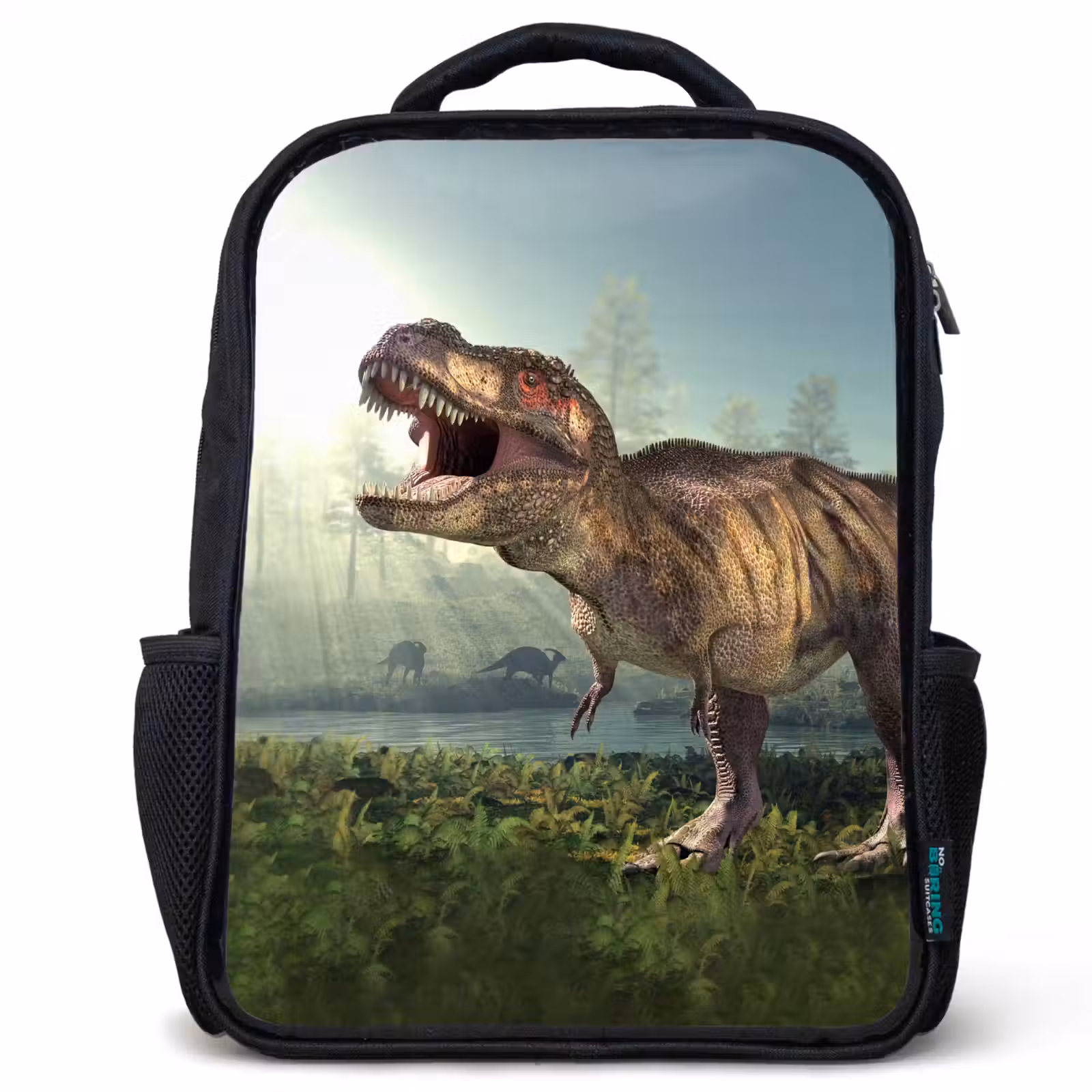 Kinderrucksack - Schwarz - Dino - Gras - Zeichnung - Kinder - Jungen — 1
