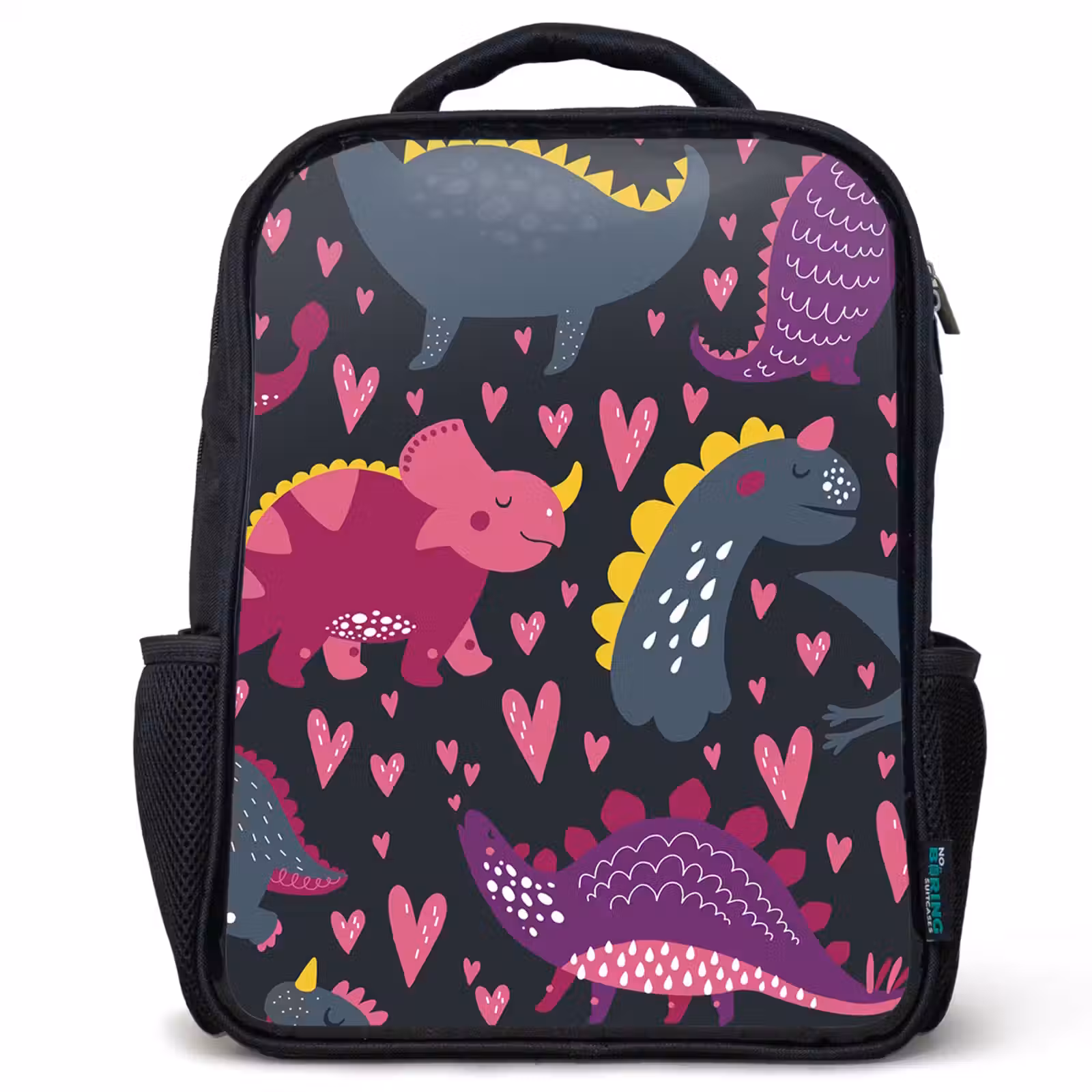 Kinderrucksack - Schwarz - Dinosaurier - Kind - Muster - Rosa - Mädchen — 1