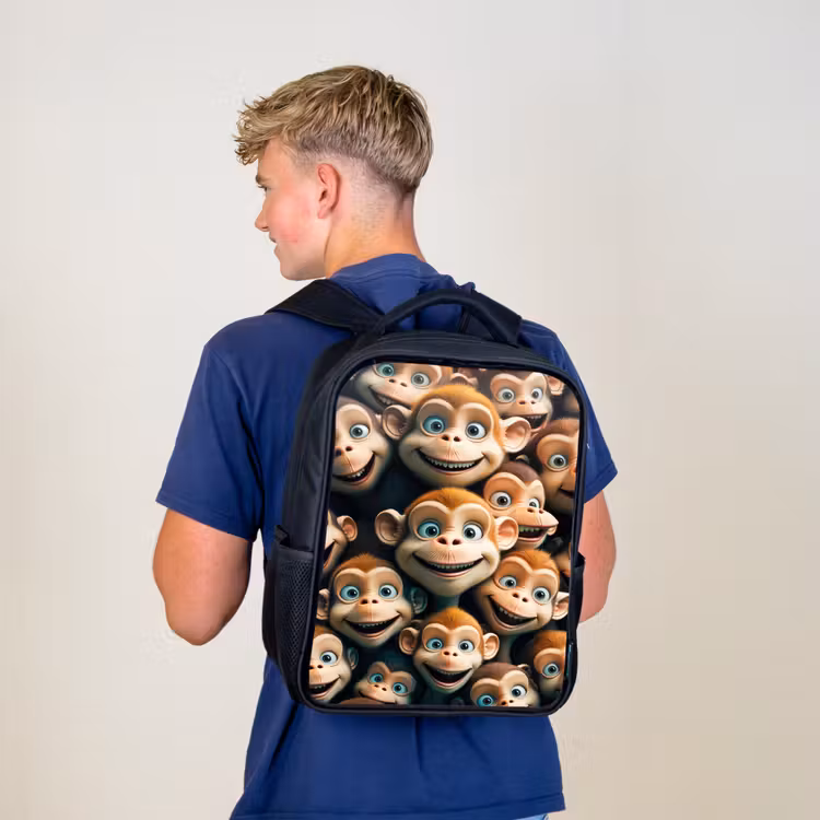 Kinderrucksack - Schwarz - Affenhiebe — 3