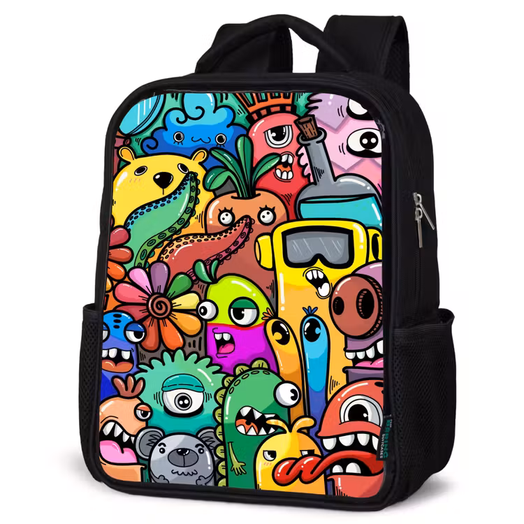 Kinderrucksack - Schwarz - Bunte Monsterparade — 4