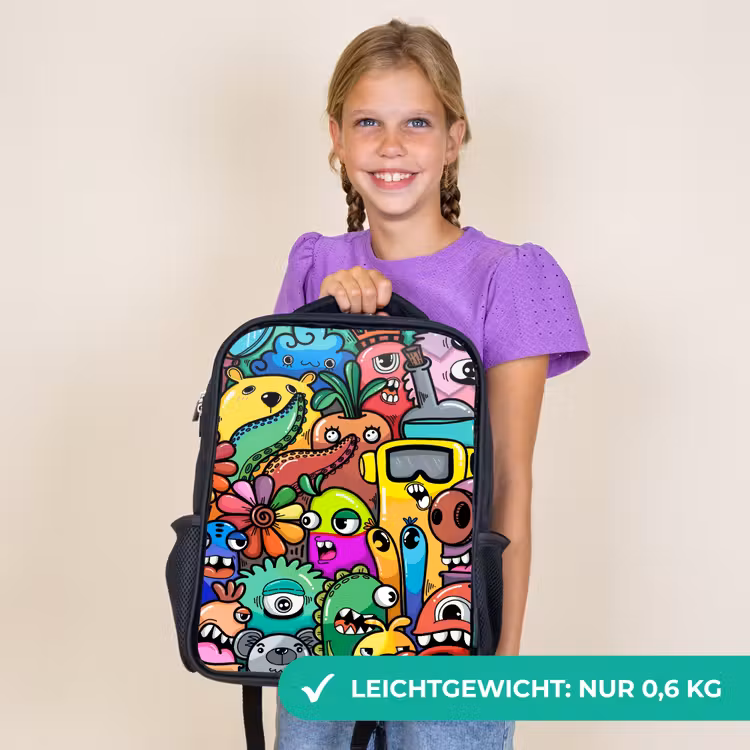 Kinderrucksack - Schwarz - Bunte Monsterparade — 7