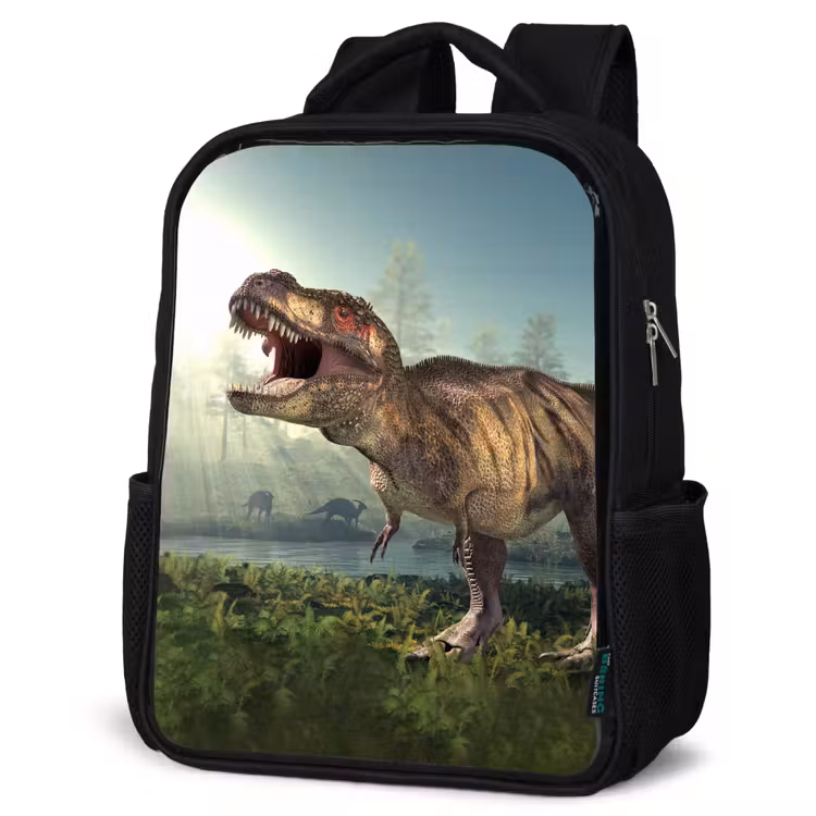 Kinderrucksack - Schwarz - Dino - Gras - Zeichnung - Kinder - Jungen — 4