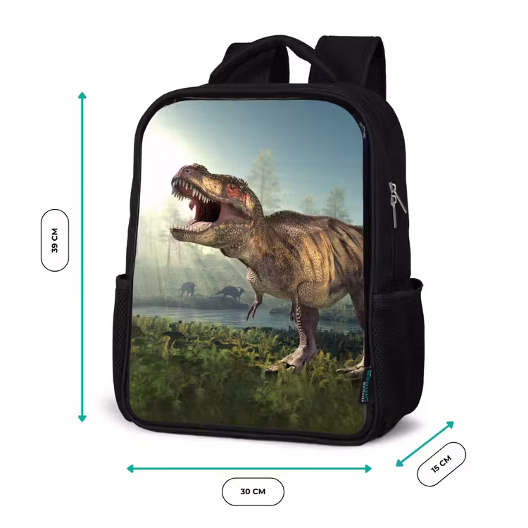 Kinderrucksack - Schwarz - Dino - Gras - Zeichnung - Kinder - Jungen — 6