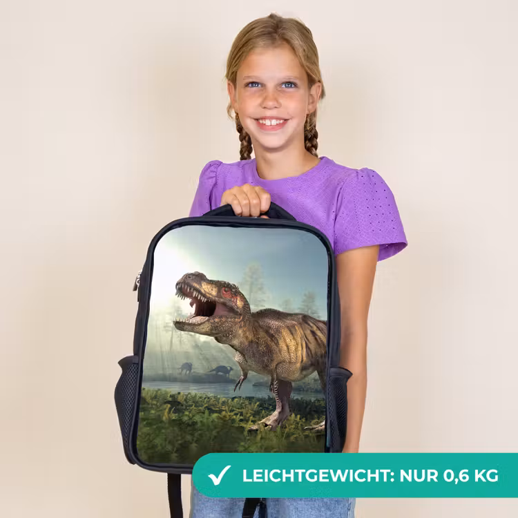 Kinderrucksack - Schwarz - Dino - Gras - Zeichnung - Kinder - Jungen — 7