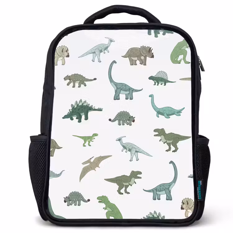 Kinderrucksack - Schwarz - Dino - Muster - Grün — 1