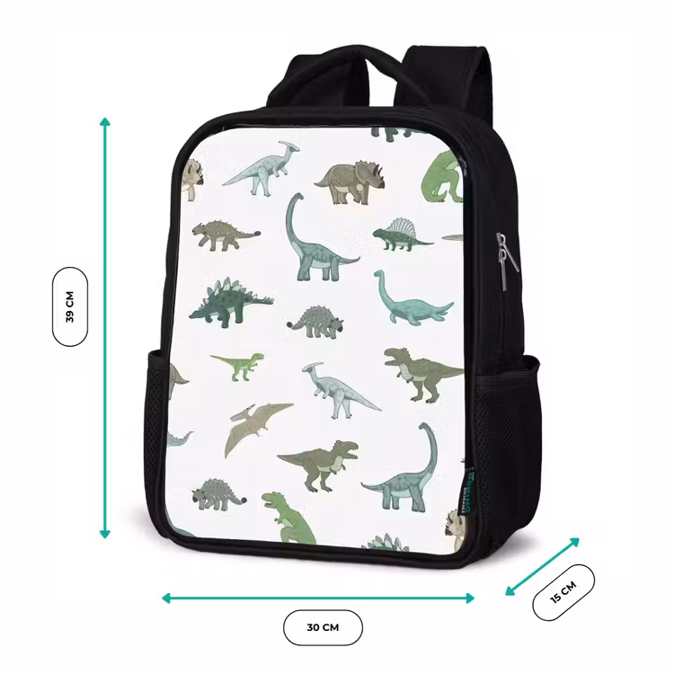 Kinderrucksack - Schwarz - Dino - Muster - Grün — 6